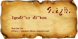 Ignácz Ákos névjegykártya